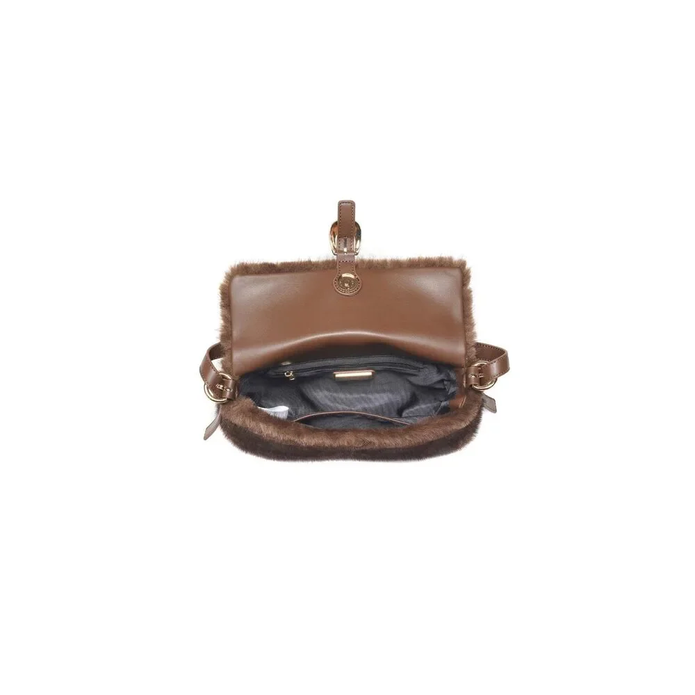Faux Fur Shoulder Bag in Chocolate - Picture 4 of 4